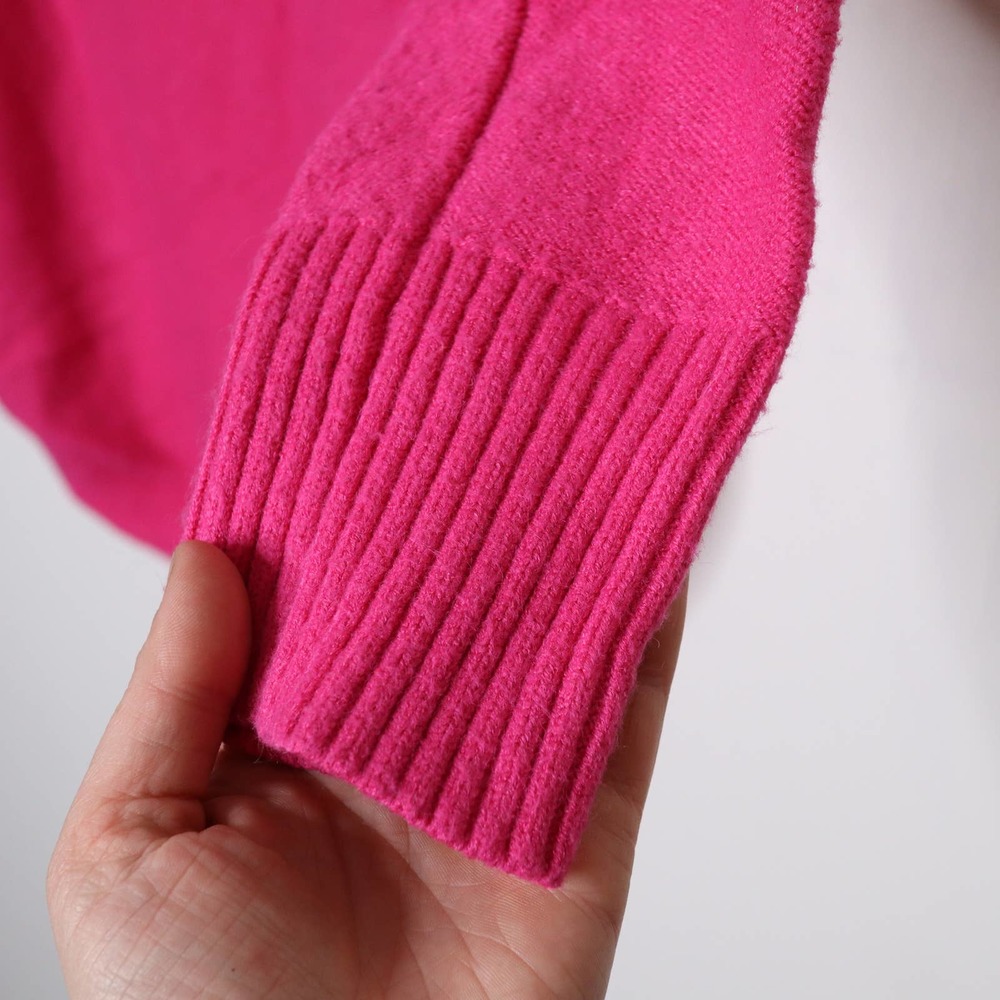 ANTHROPOLOGIE MOTH Brenda Cowl Neck Sweater Hot Pink Size M Loose Fit Pullover - Picture 3 of 10